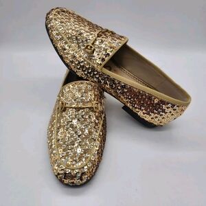 Sam Edelman Woman's Loraine BIT Loafer Gold Sequin Metallic 7